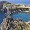 Линдос - площадь древнего акрополя от острова Родос, Греция
