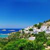 Вид на залив Lindou Линдос острова Родос, Греция