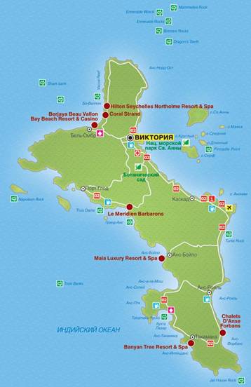карта острова Маэ Сейшелы